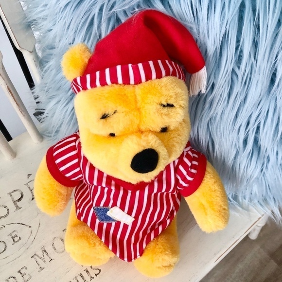 Disney, Winnie the Pooh, Vintage 1998, Stuffed Pooh Bear Wearing Pyjamas, Plush - Picture 6 of 14